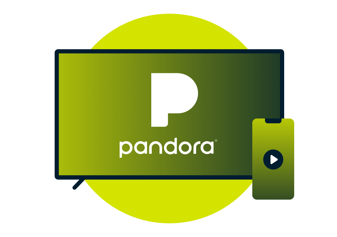 Pandoraのロゴが入ったテレビ画面。