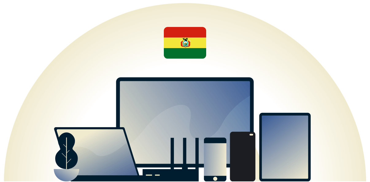 VPN da Bolívia protegendo uma variedade de dispositivos.